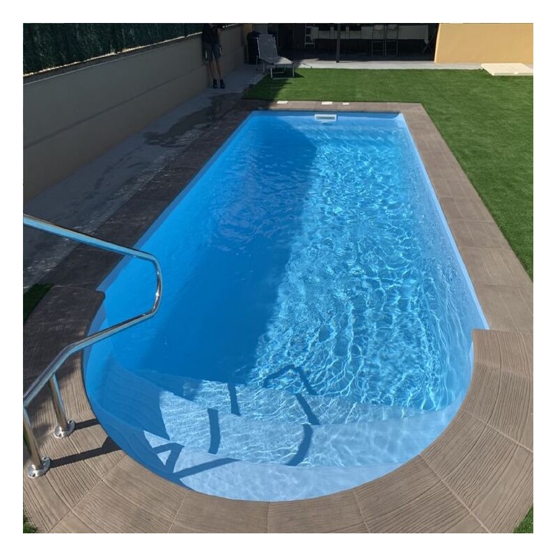 Piscina de fibra romana 7,50X3,10X1,20 a 1,60m