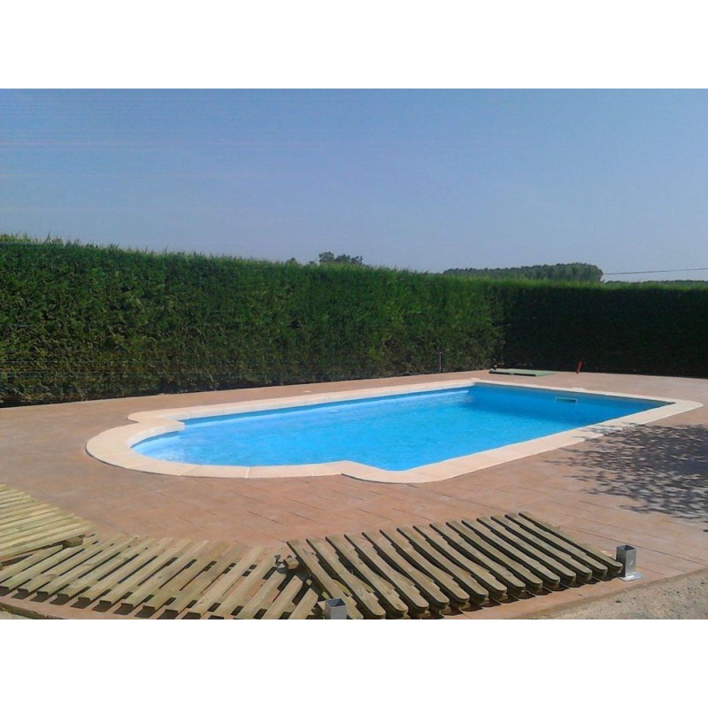 Piscina de fibra romana 8,50X4X1,25 a 1,75m